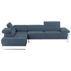 Ecksofa in Chenille Blau