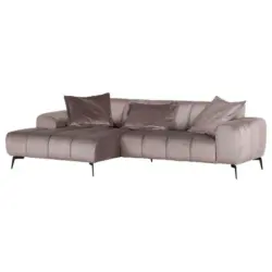 Ecksofa in Velours, Flachgewebe Hellbraun
