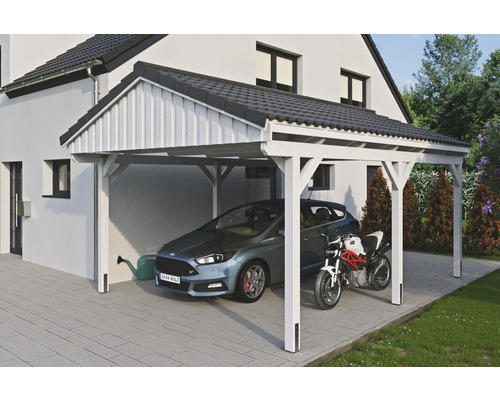 Einzelcarport SKAN Holz Fichtelberg 423 x 566 cm weiß