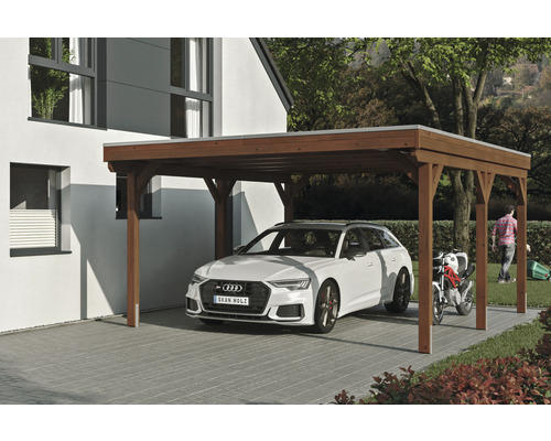 Einzelcarport SKAN Holz Grunewald 427 x 554 cm Nussbaum