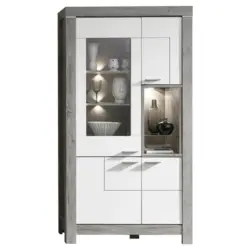 Vitrine in Weiß, Eichefarben