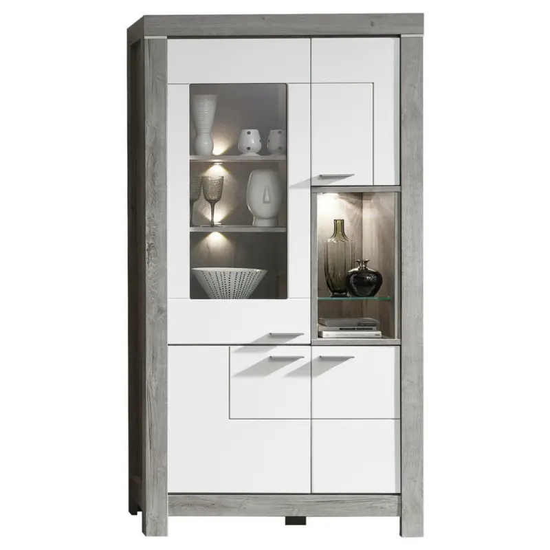 Vitrine in Weiß, Eichefarben