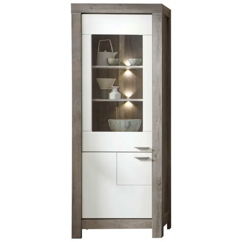 Vitrine in Wei&szlig;, Eichefarben