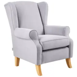 Ohrensessel in Flachgewebe Hellgrau