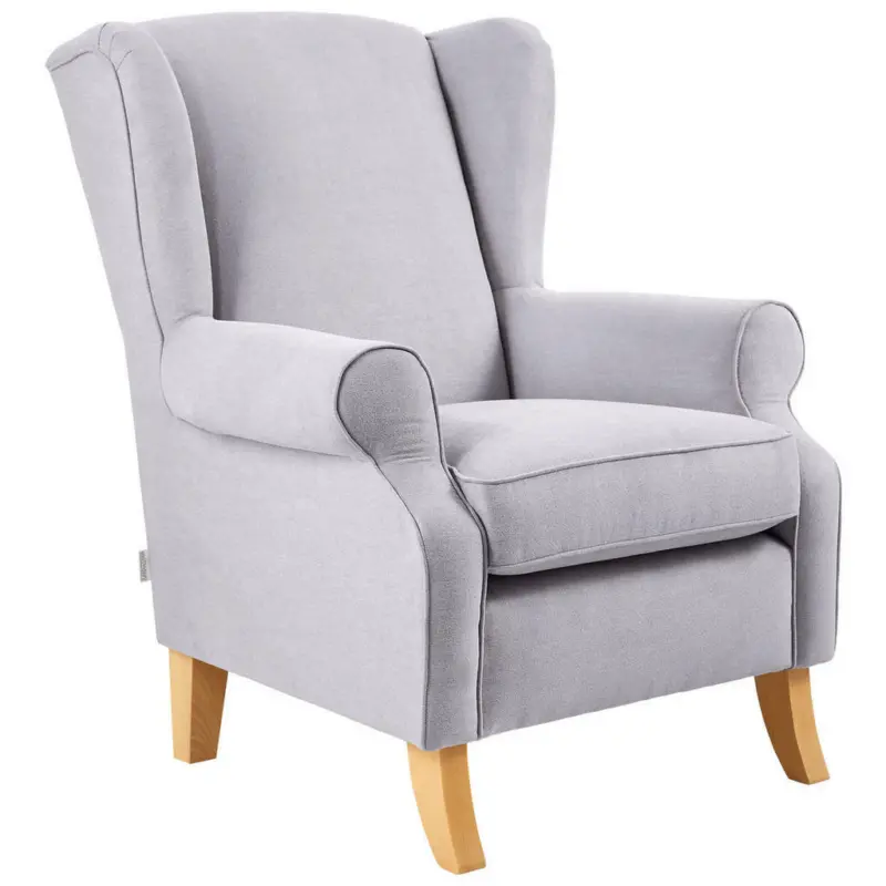 Ohrensessel in Flachgewebe Hellgrau