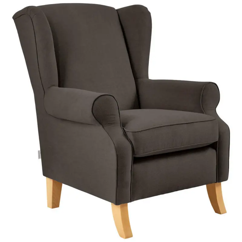 Ohrensessel in Flachgewebe Schlammfarben