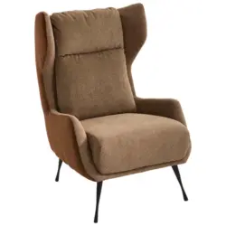 Ohrensessel in Flachgewebe, Mikrofaser Cognac