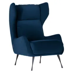 Ohrensessel in Samt Dunkelblau