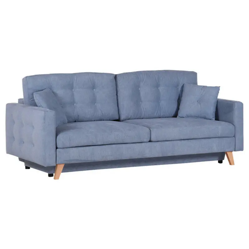 Schlafsofa in Flachgewebe Hellblau