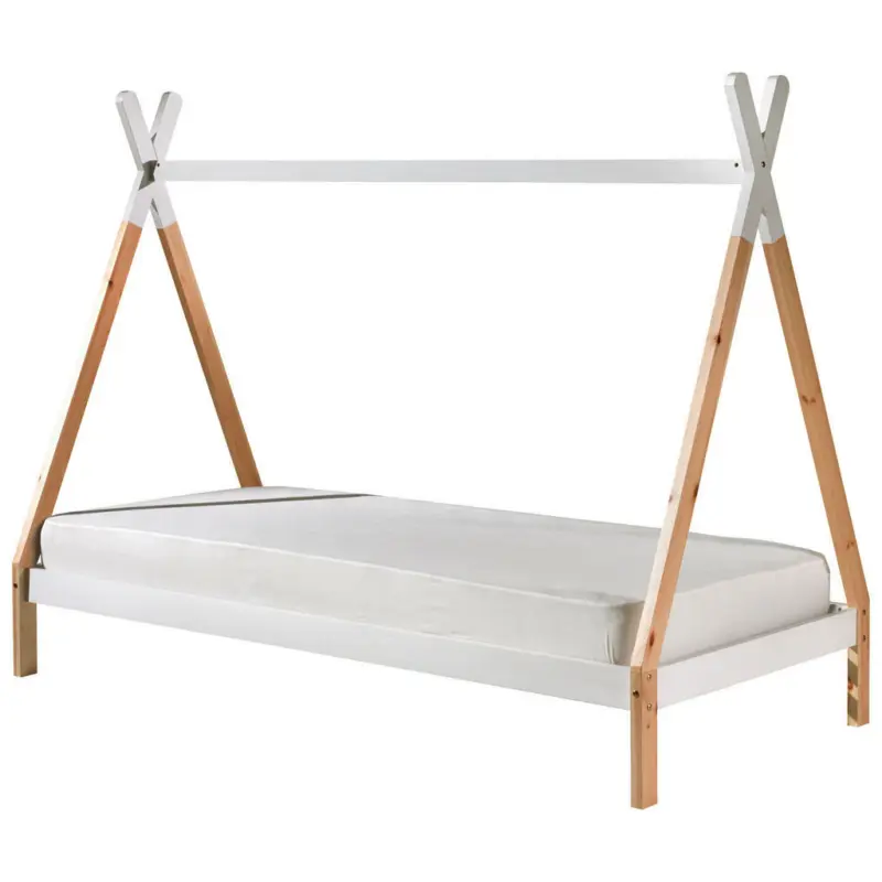 Hausbett 90/200 cm in Weiß, Kieferfarben