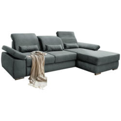 Ecksofa in Velours Dunkelblau, Dunkelgrün