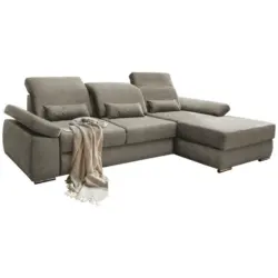 Ecksofa in Velours Hellbraun