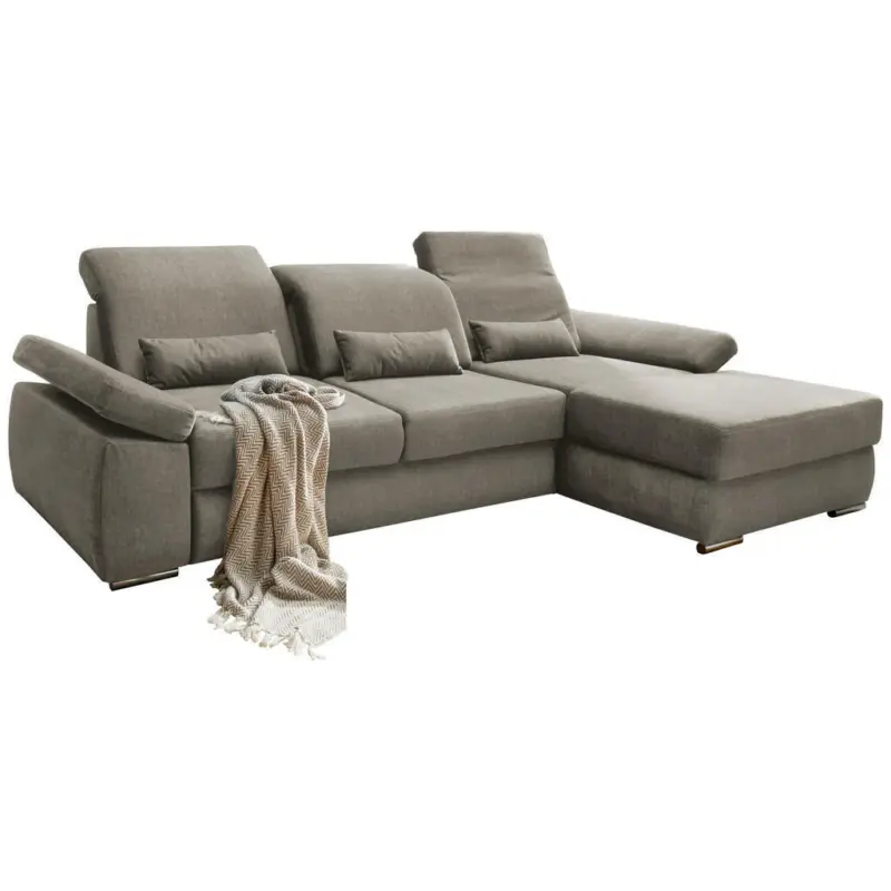 Ecksofa in Velours Hellbraun