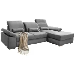 Ecksofa in Velours Silberfarben