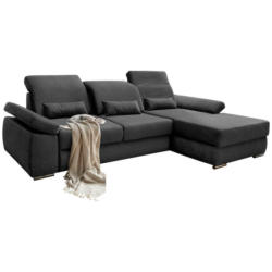 Ecksofa in Velours Anthrazit