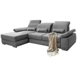 Ecksofa in Velours Silberfarben