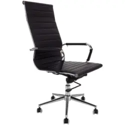 Drehstuhl in Lederlook Schwarz, Chromfarben