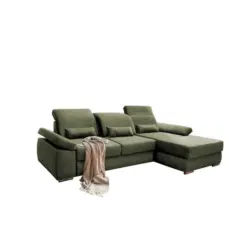 Ecksofa in Velours Grün