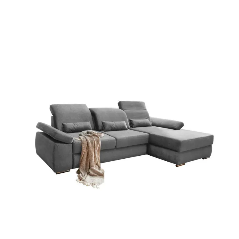 Ecksofa in Velours Silberfarben