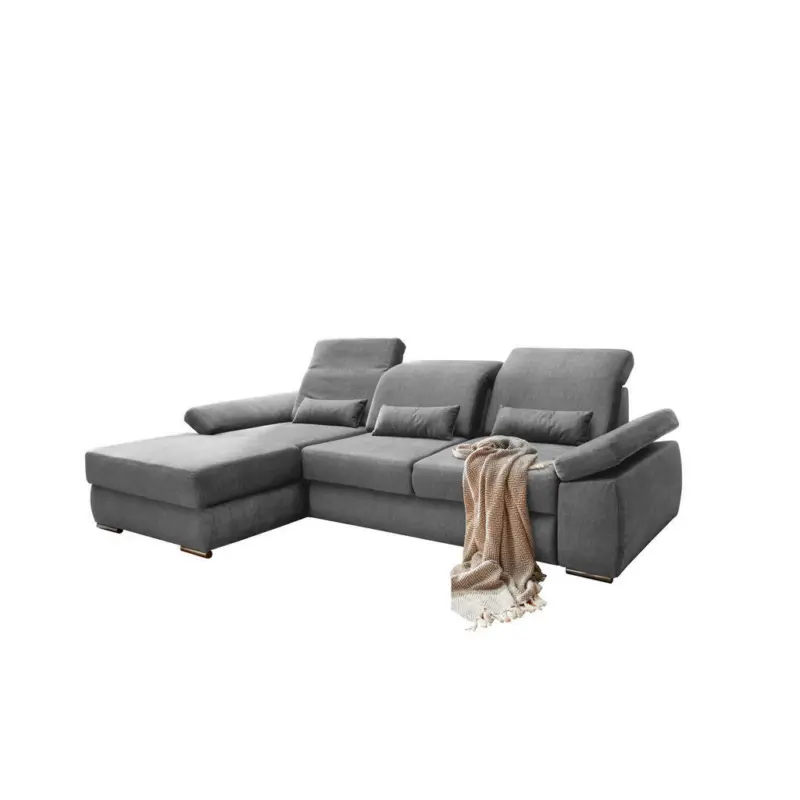 Ecksofa in Velours Silberfarben