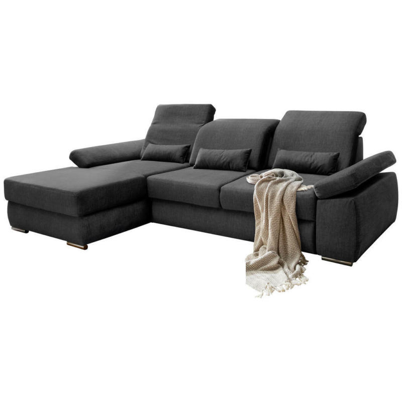 Ecksofa in Velours Anthrazit