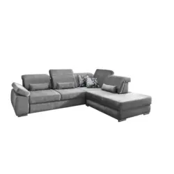 Ecksofa in Velours Silberfarben