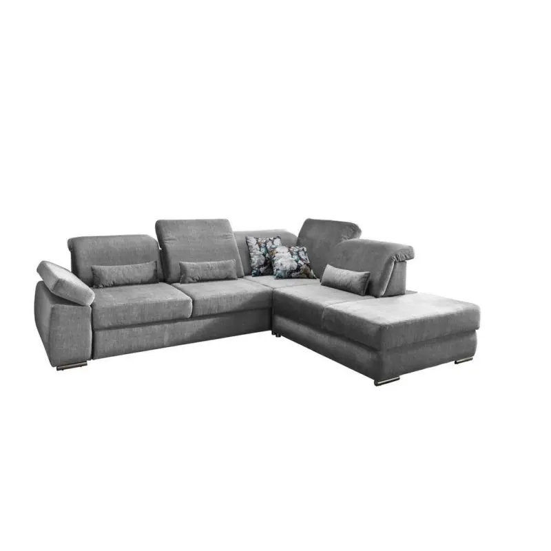 Ecksofa in Velours Silberfarben