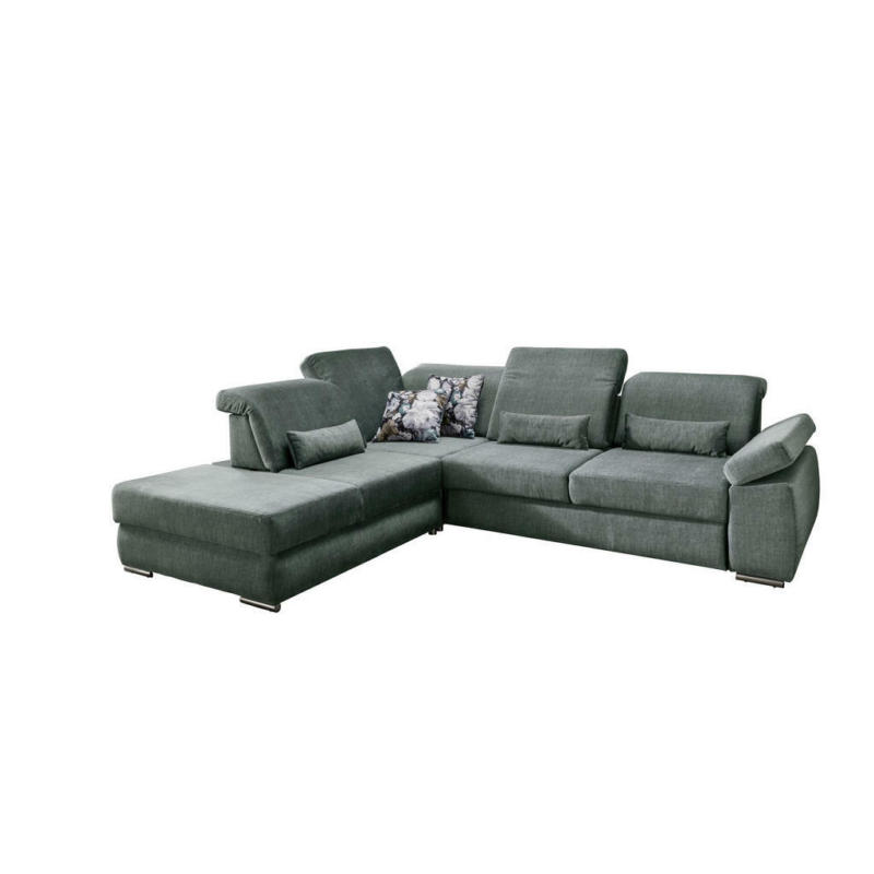 Ecksofa in Velours Dunkelblau, Dunkelgrün