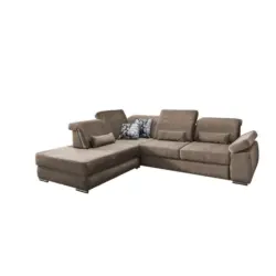 Ecksofa in Velours Hellbraun