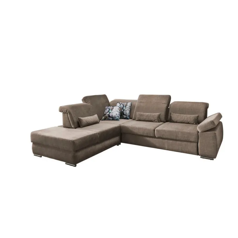 Ecksofa in Velours Hellbraun