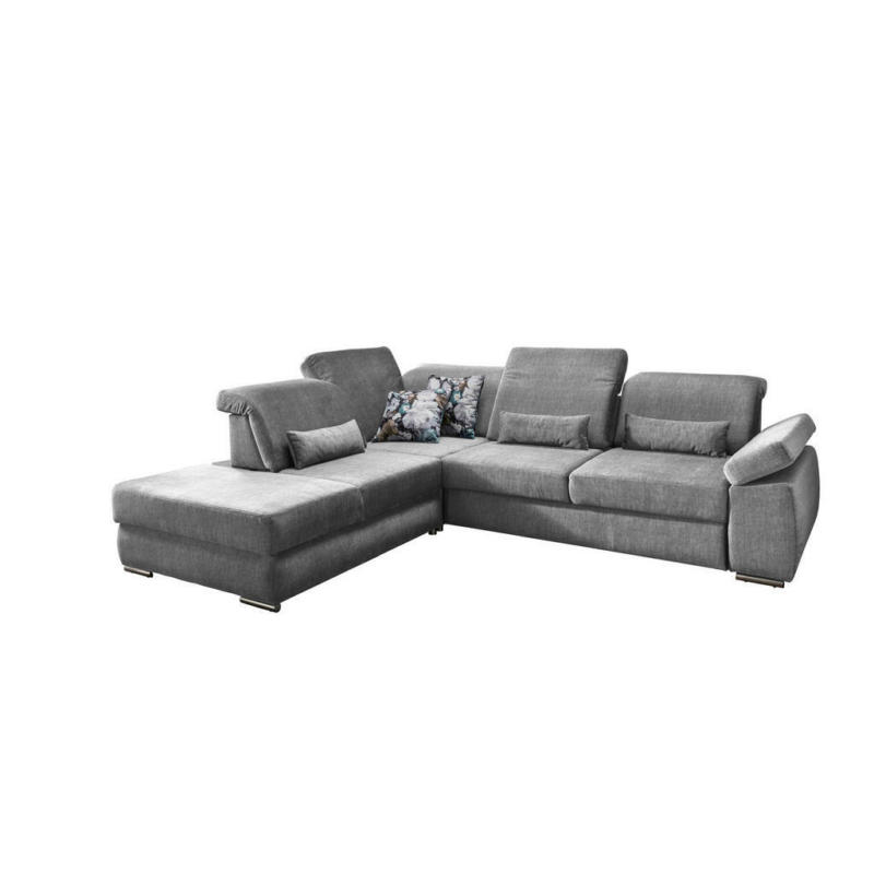 Ecksofa in Velours Silberfarben