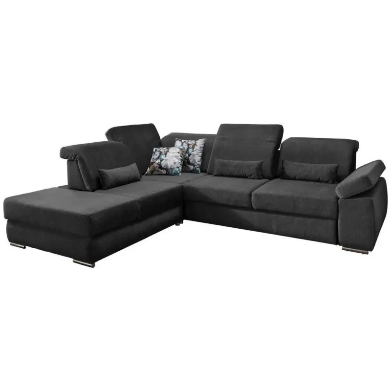 Ecksofa in Velours Anthrazit
