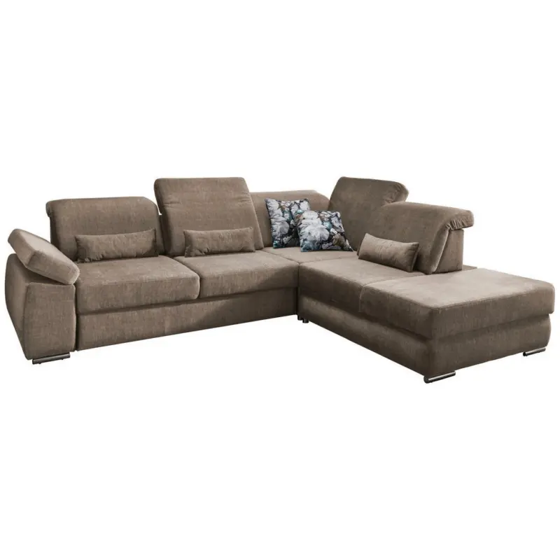 Ecksofa in Velours Hellbraun