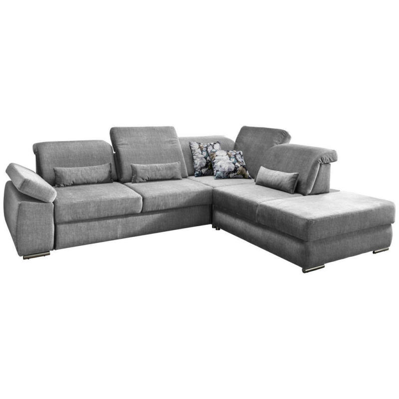 Ecksofa in Velours Silberfarben