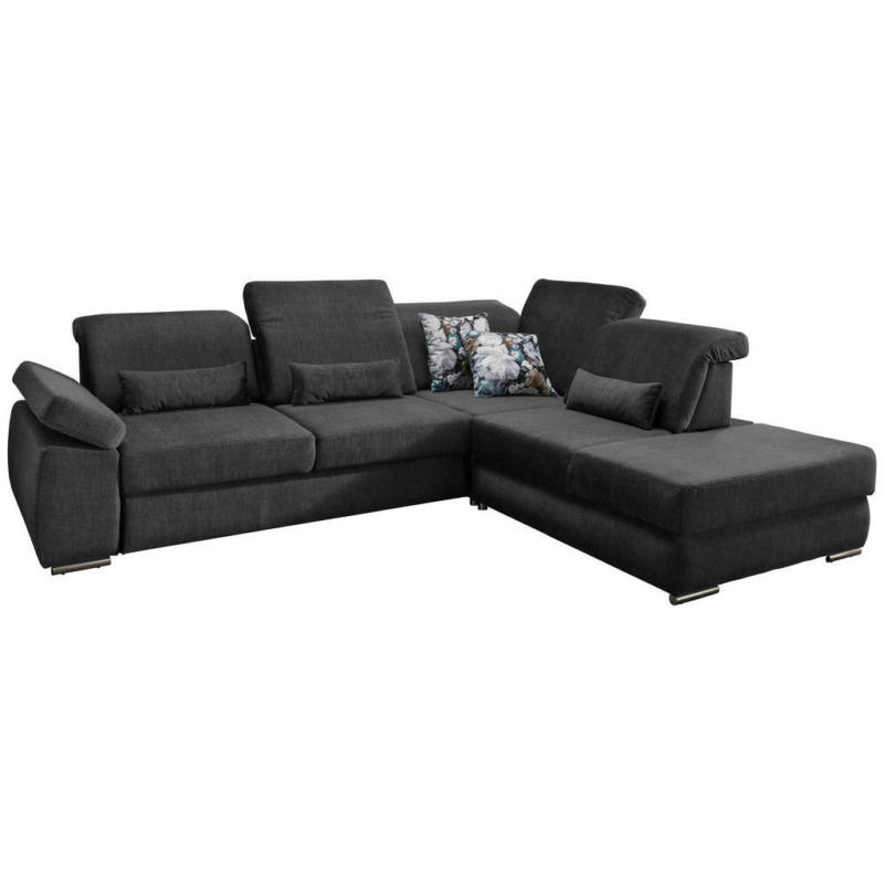 Ecksofa in Velours Anthrazit