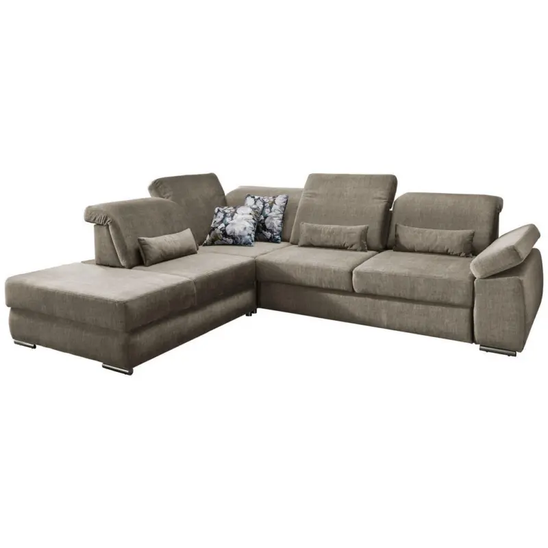 Ecksofa in Velours Hellbraun
