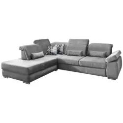 Ecksofa in Velours Silberfarben
