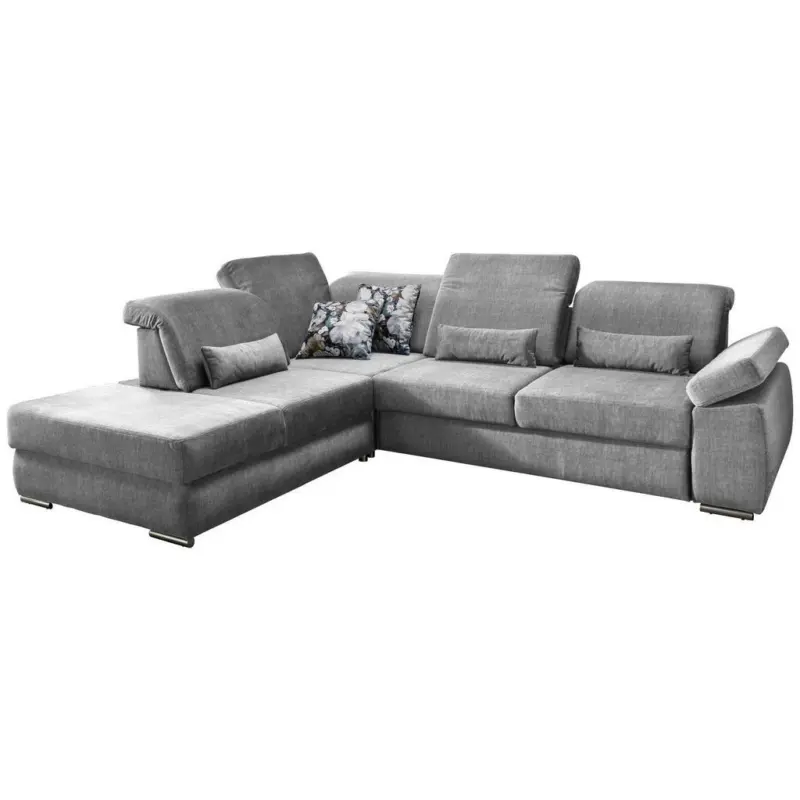 Ecksofa in Velours Silberfarben