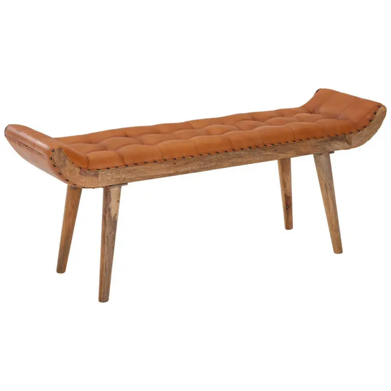 Hockerbank in Leder Braun