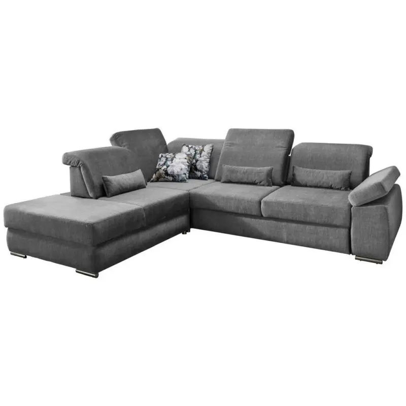 Ecksofa in Velours Dunkelgrau