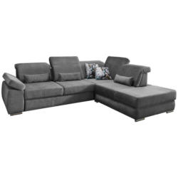 Ecksofa in Velours Dunkelgrau