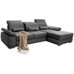 Ecksofa in Velours Dunkelgrau