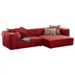 Ecksofa in Echtleder Dunkelrot