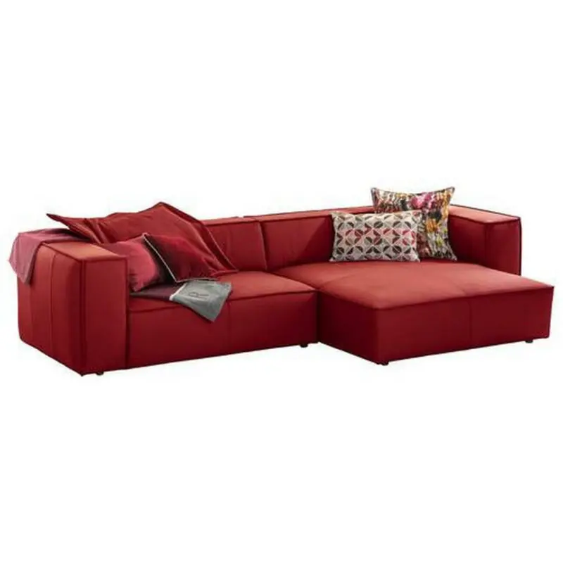 Ecksofa in Echtleder Dunkelrot