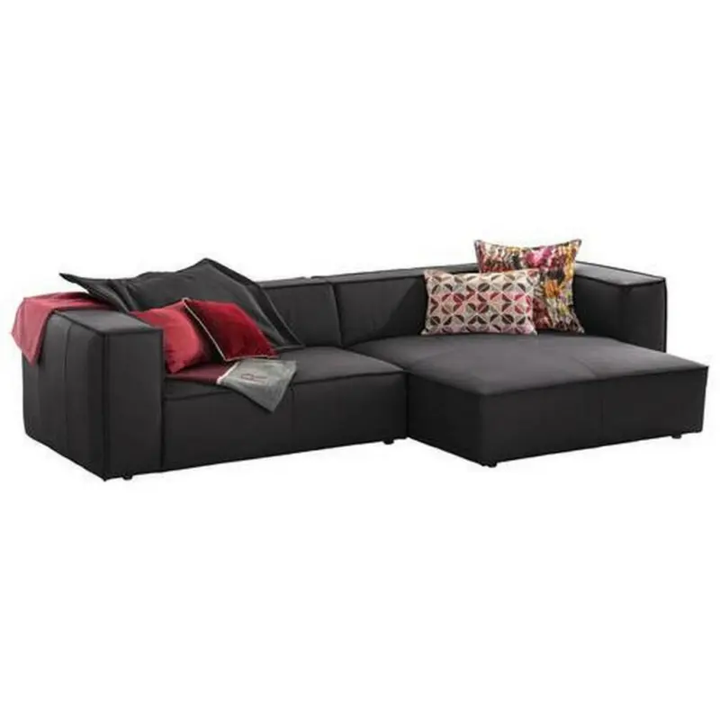 Ecksofa in Echtleder Graphitfarben