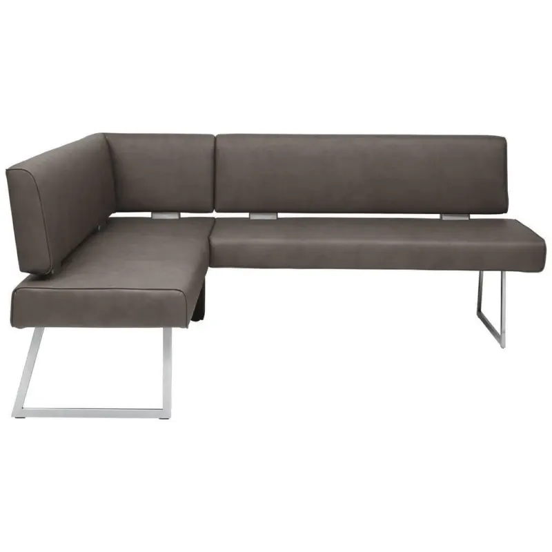 Eckbank 160/219 cm in Braun, Edelstahlfarben