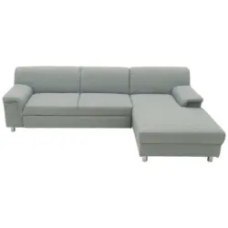 Ecksofa in Webstoff Silberfarben