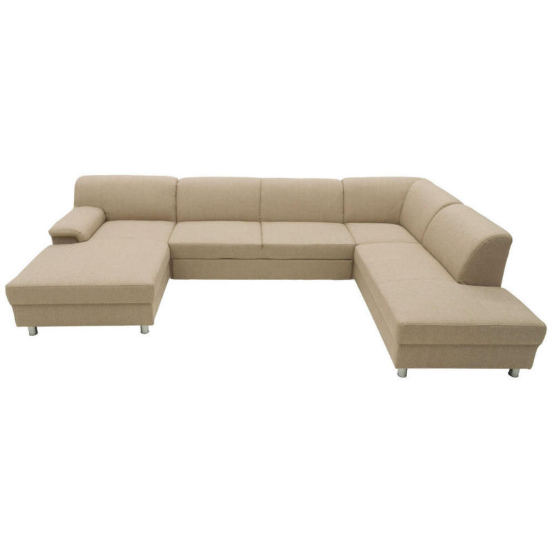 Wohnlandschaft in Webstoff Beige