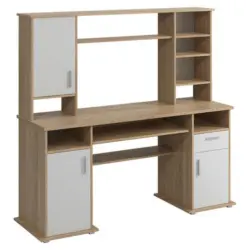 Schreibtisch 160/52,8/154 cm in Weiß, Eichefarben