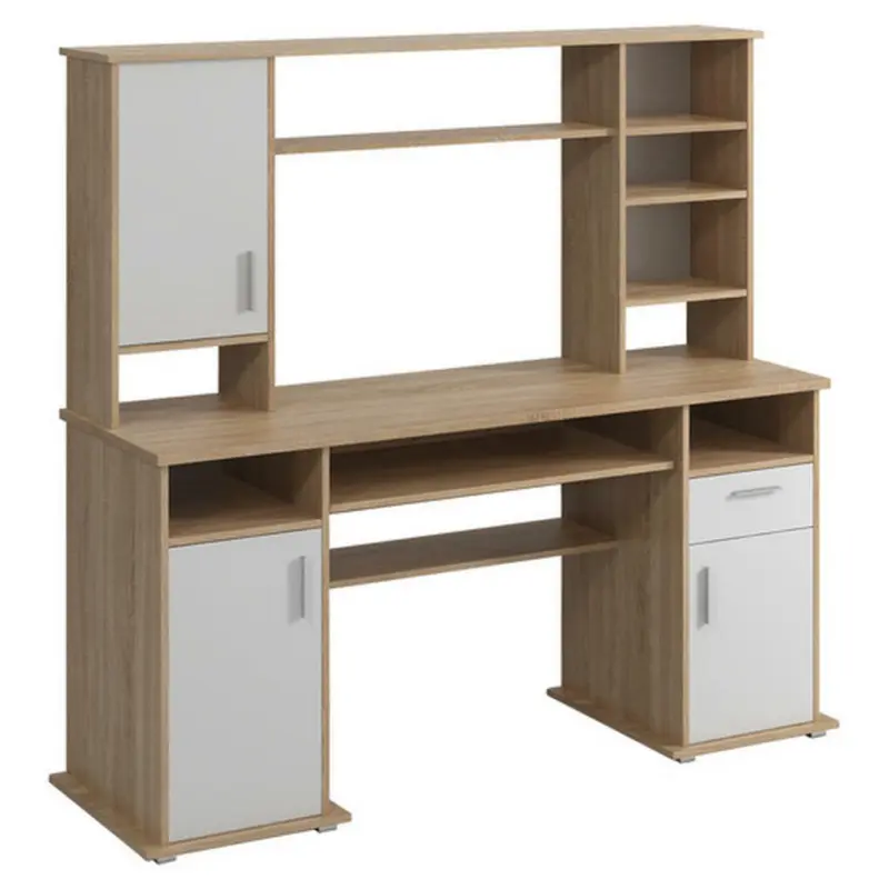 Schreibtisch 160/52,8/154 cm in Weiß, Eichefarben